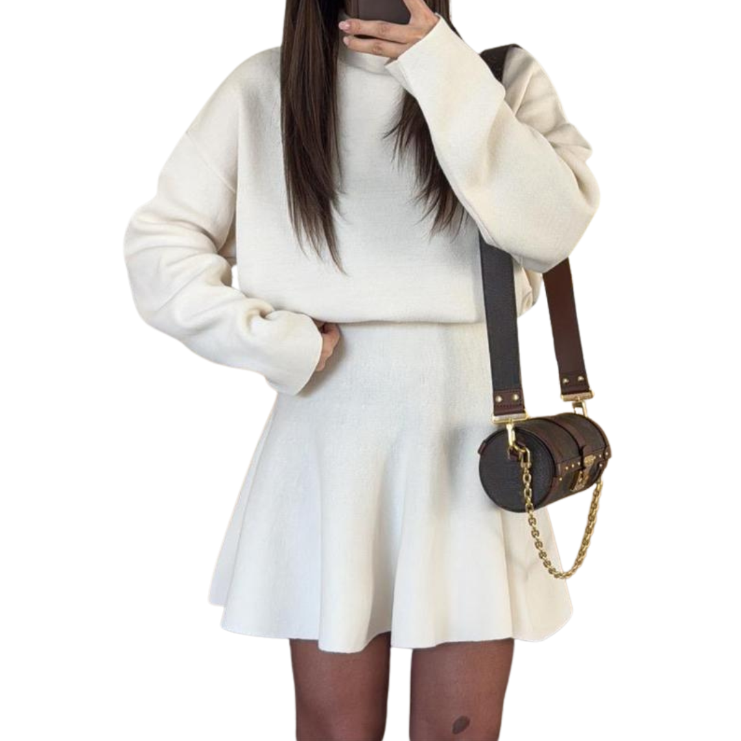 Bloomsbury Half High Neck Knit Sweater Dress For Women | Merylle