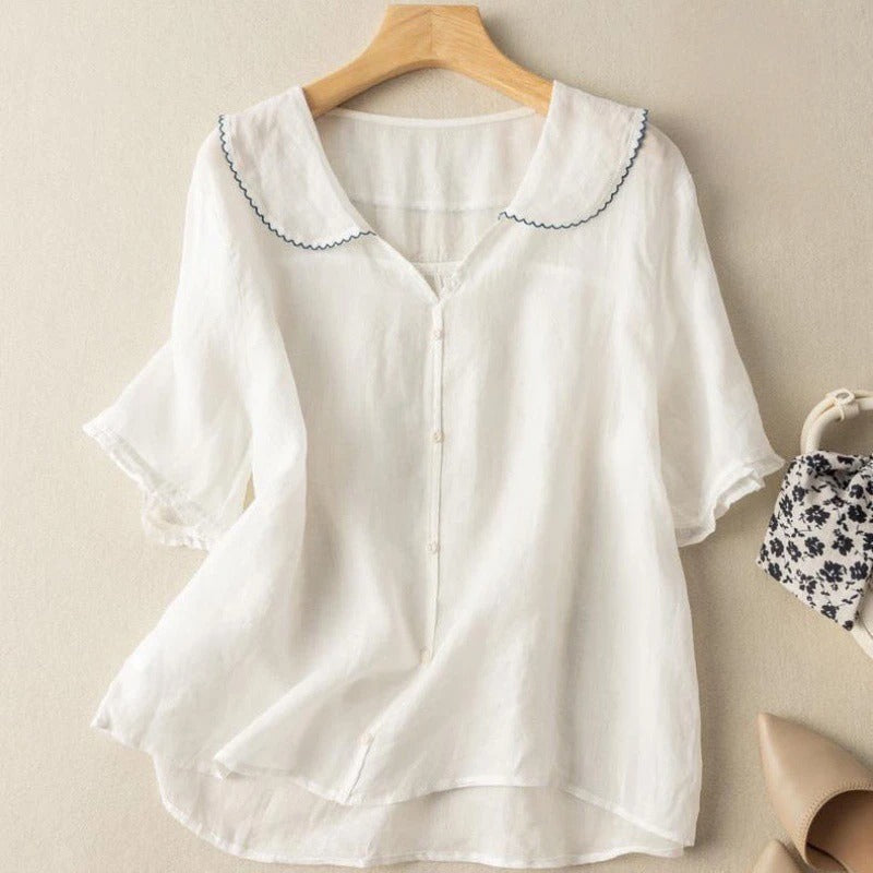 Insightful Scalloped Collar Blouse For Women | Mirelle