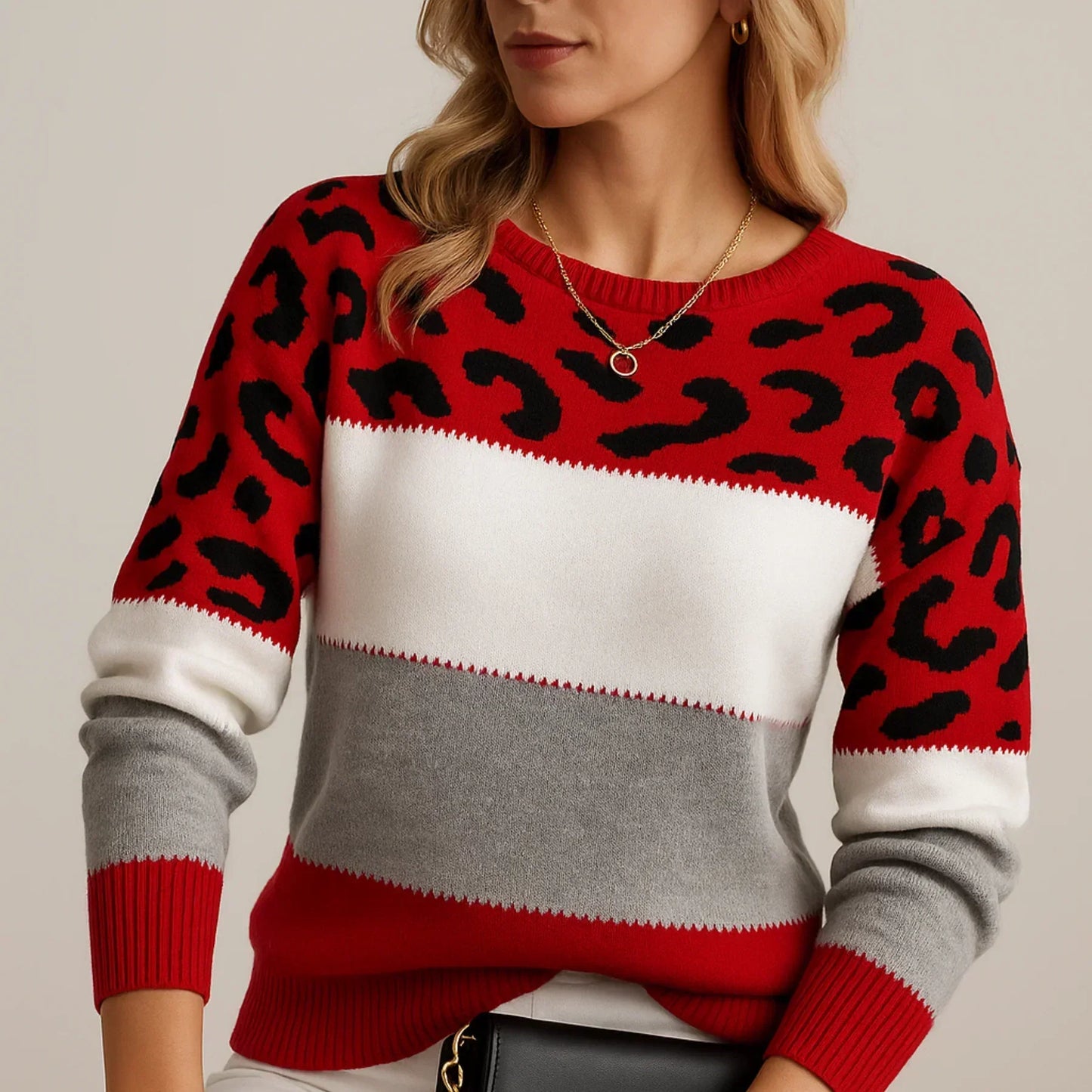 Authentic Leopard Colour-Block Sweater for Women | Selene