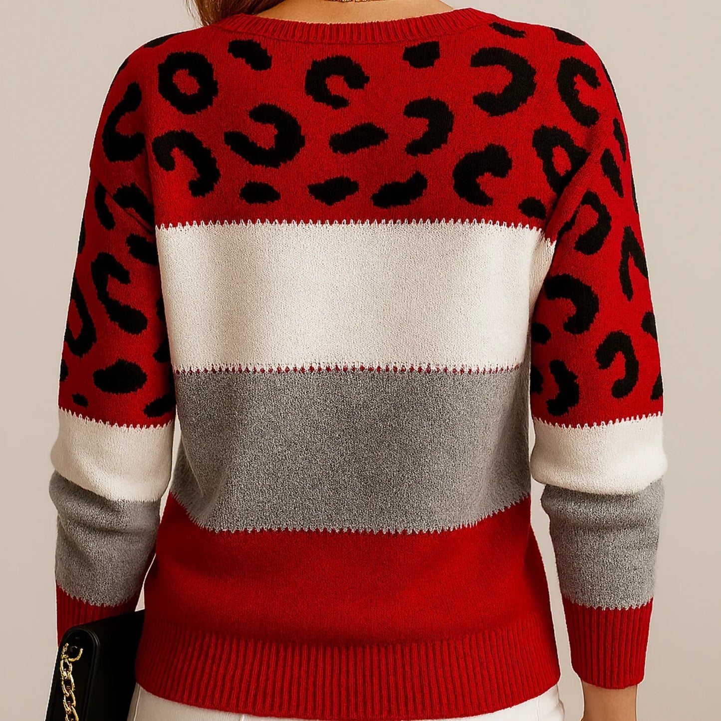 Smocked Leopard Print Casual Sweater For Women | Sera