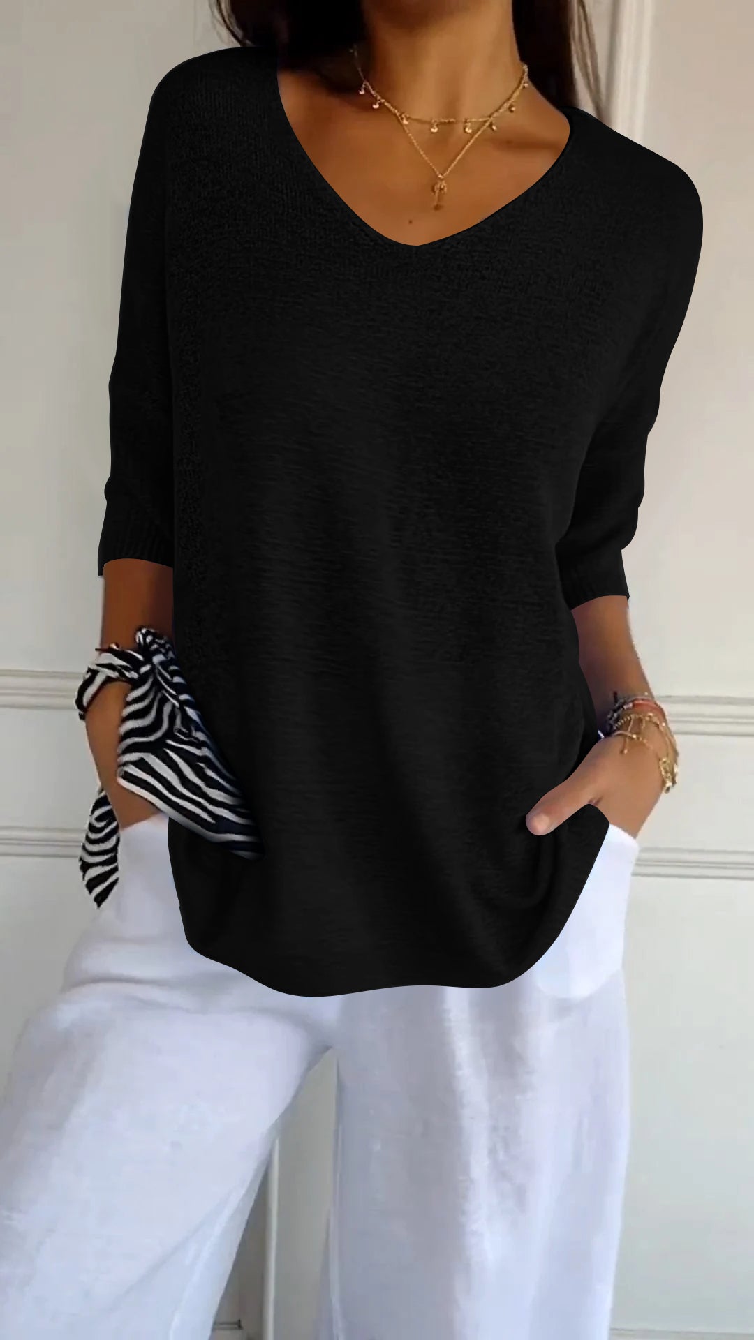 European Timeless V Neck Top For Women | Cassie