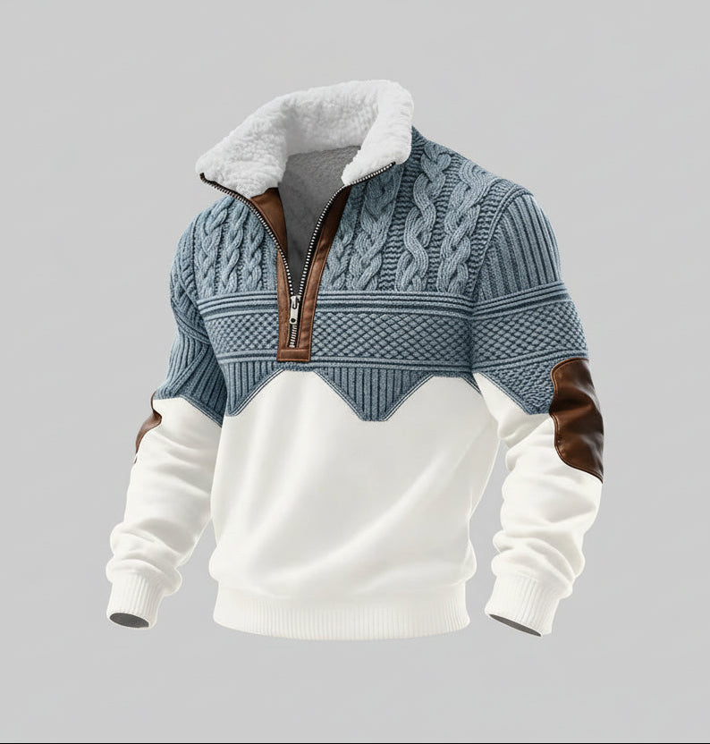 Modern Half Zip Textured Sweater For Men | Leandro