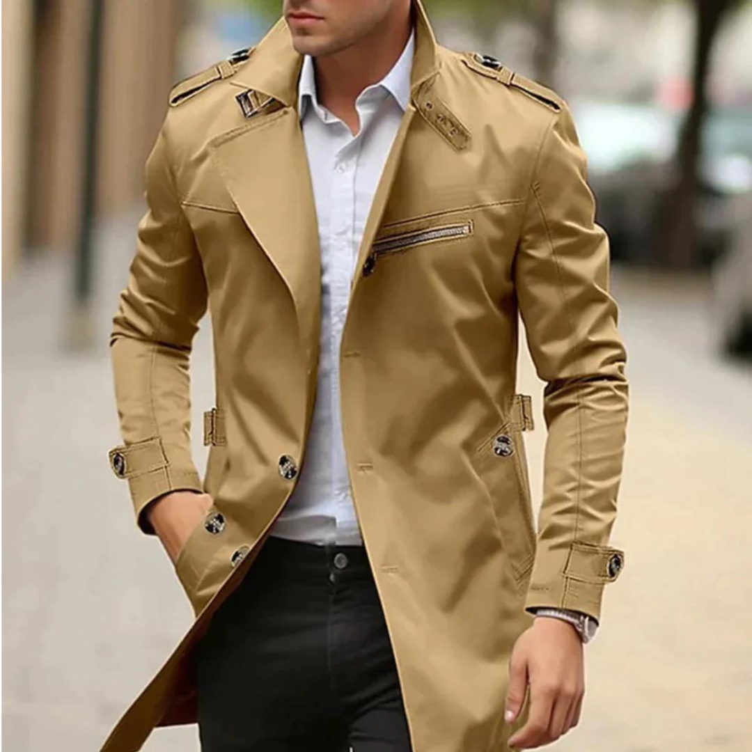 Pretty Classic Double Breasted Trench Coat For Men | Alarion
