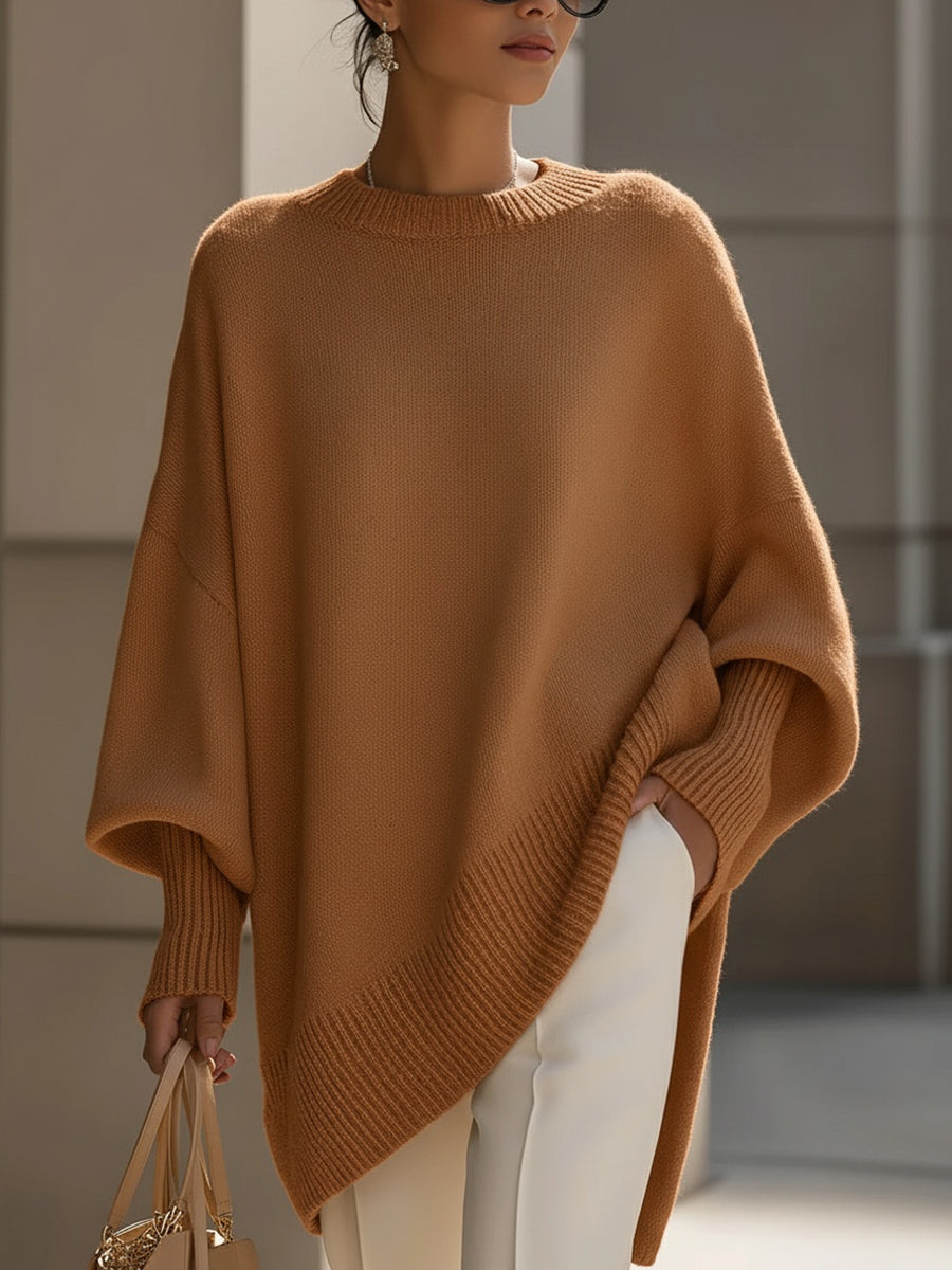 Brushed Asymmetric Hem Knit Top for Women | Evelyne