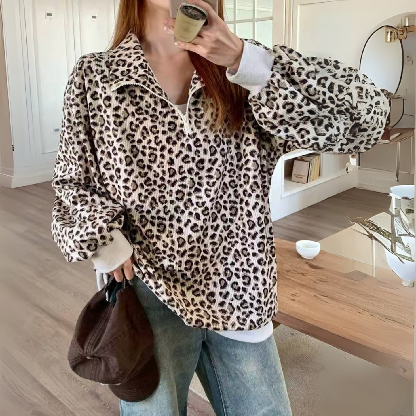 Gorgeous Cosy Leopard Print Sweatshirt For Women | Velmira