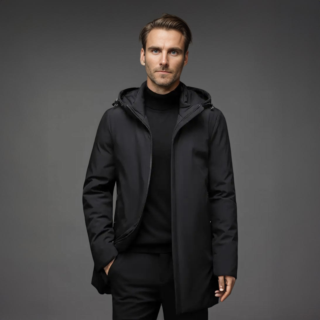 Slate Warm hooded winter parka for men | Mario