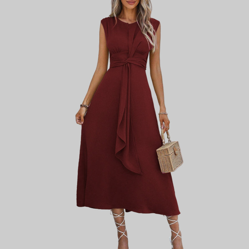 Marina Sleeveless Round Neck Long Dress For Women | Helena