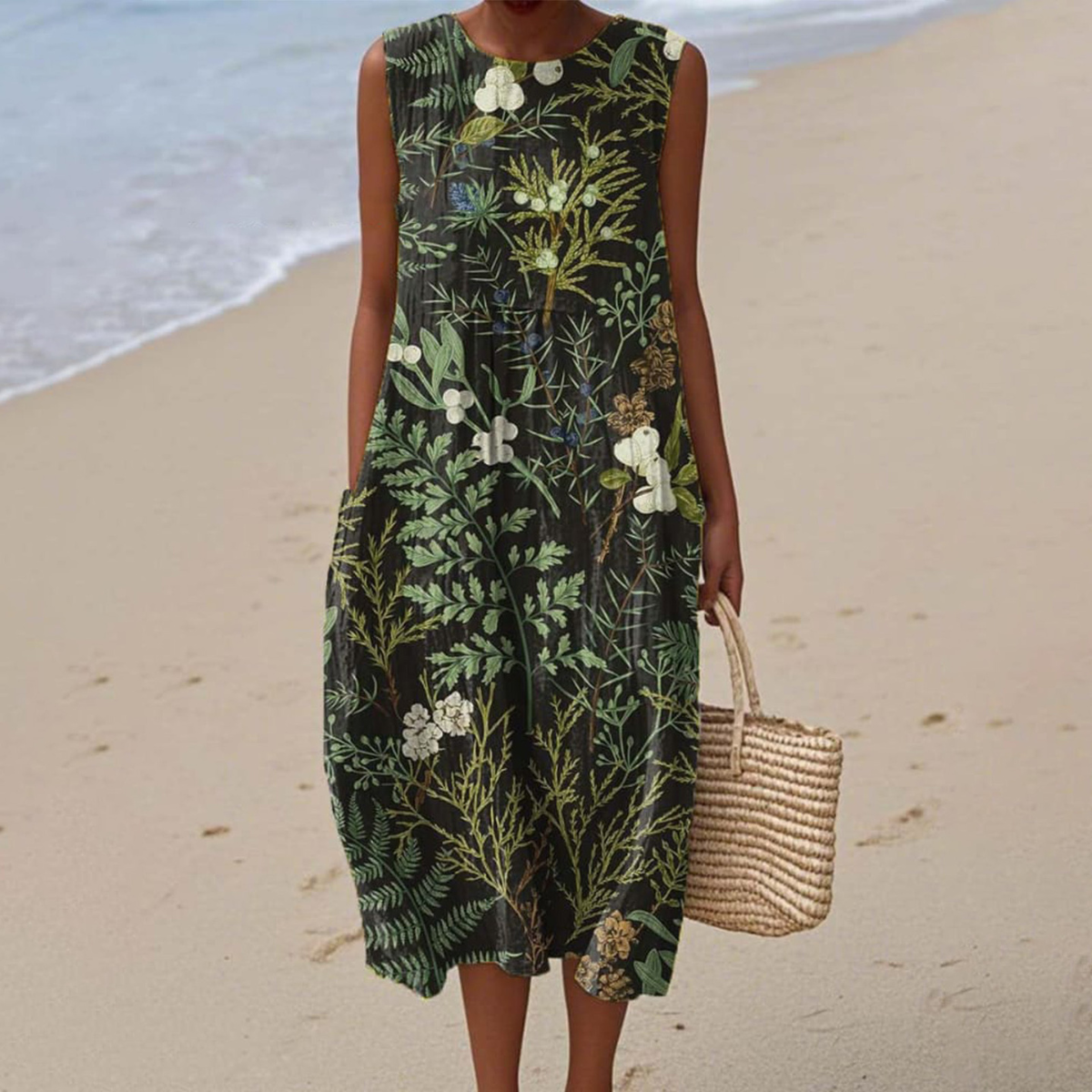 Sincere Artistic sleeveless dress with flowing silhouette for women | Leilani