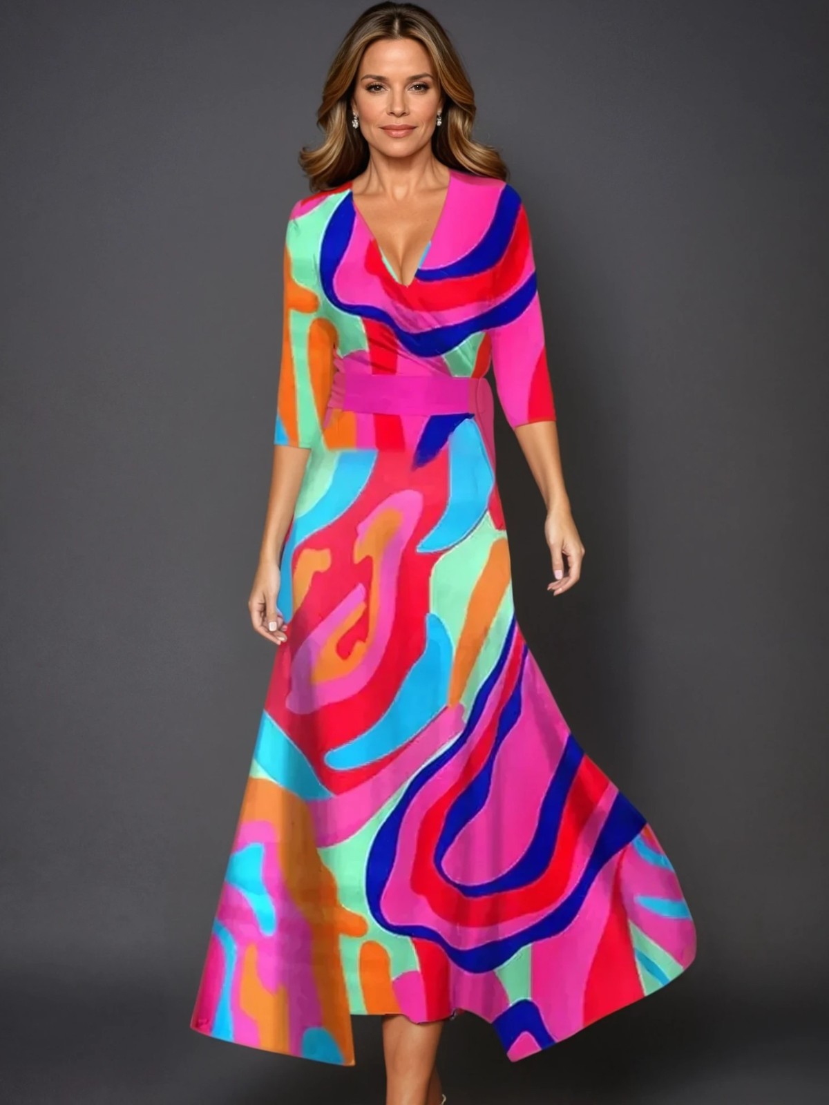 Standout Classic floral V-neck maxi dress for women | Zoe