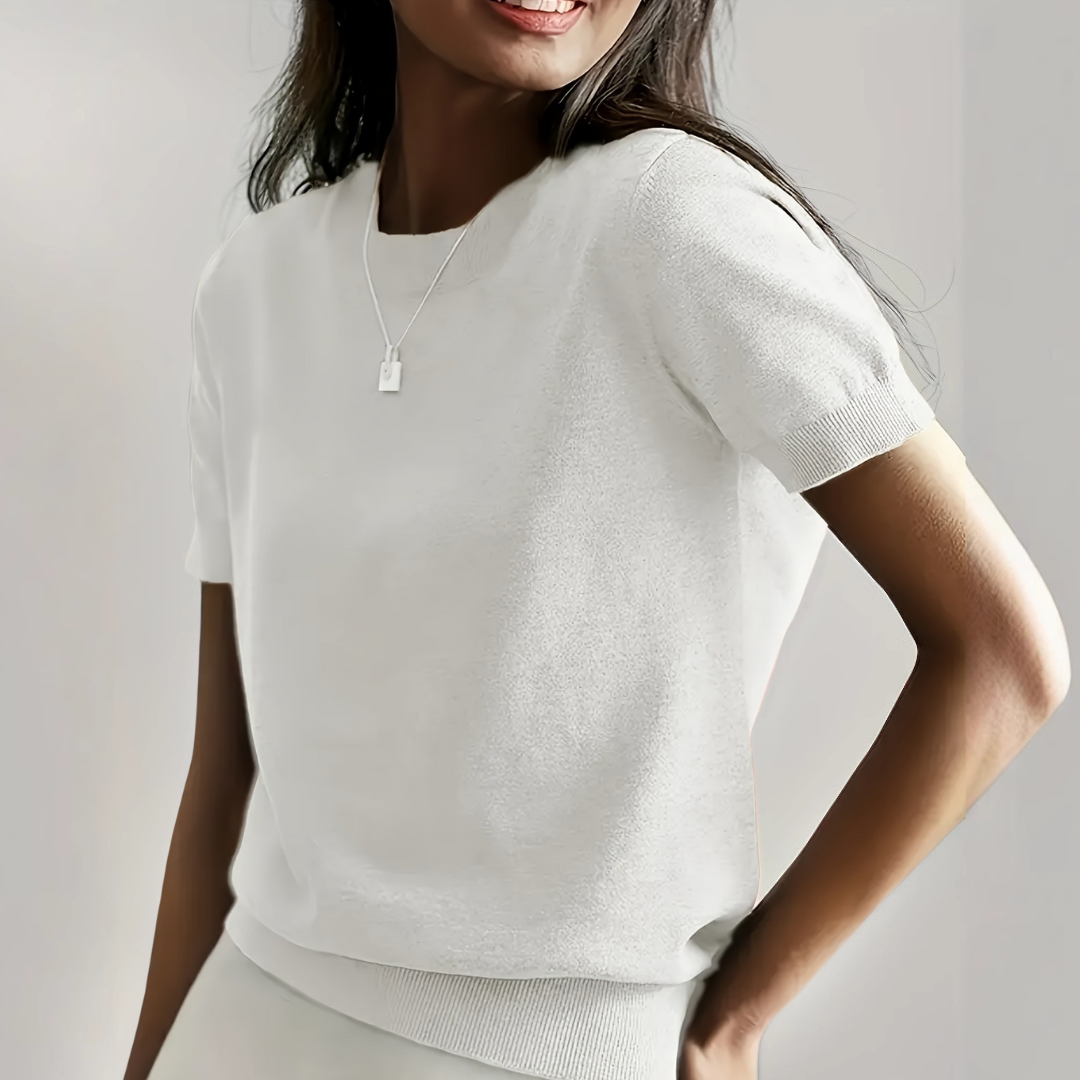 Atelier Casual Short Sleeve Crew Neck Top For Women | Alverine