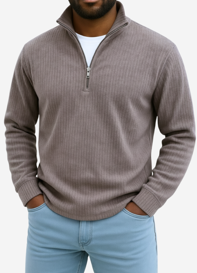 Continental Half Zip Ribbed Sweater For Men | Dario