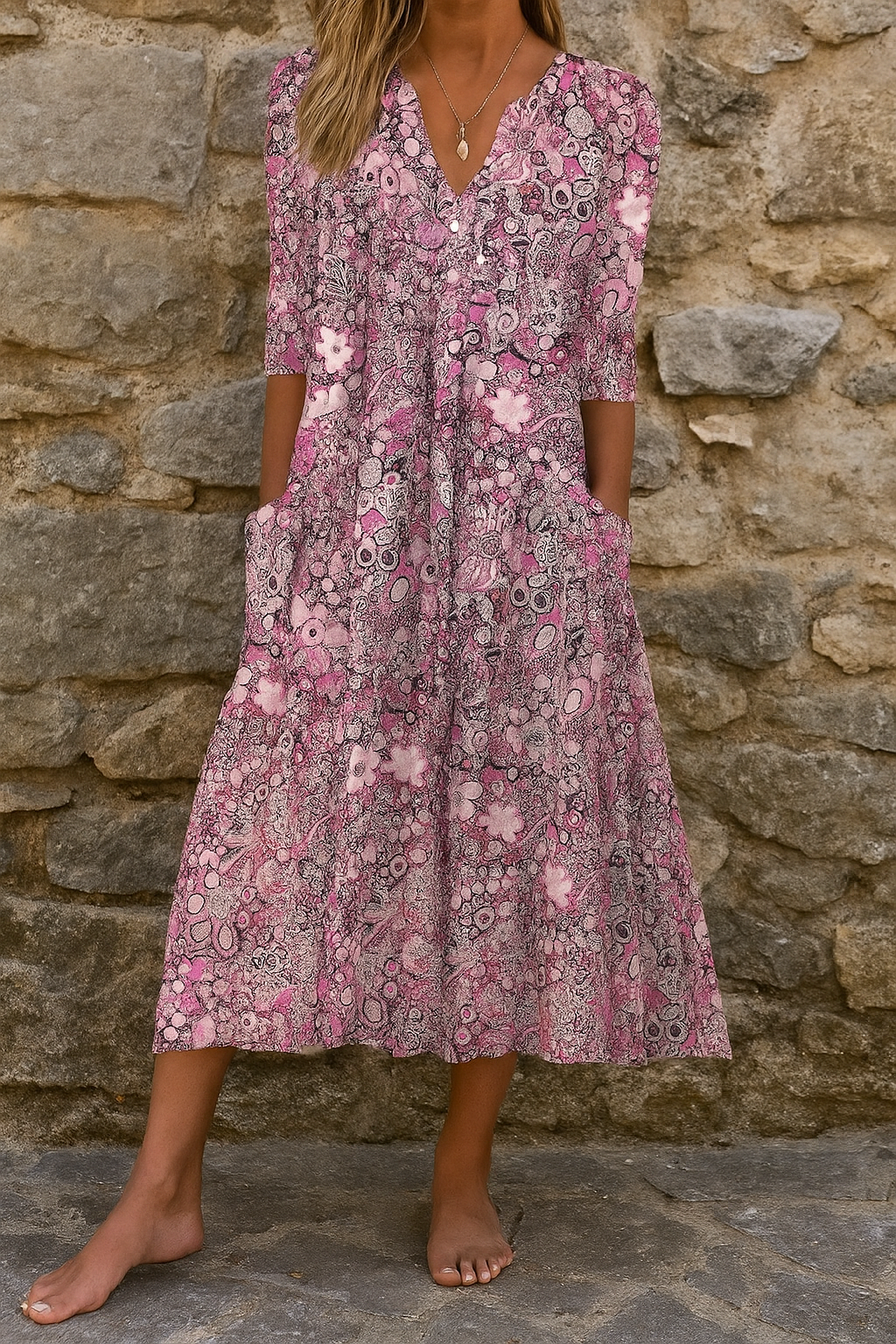 Faithful Elegant dress with V-neck for women | Harlow