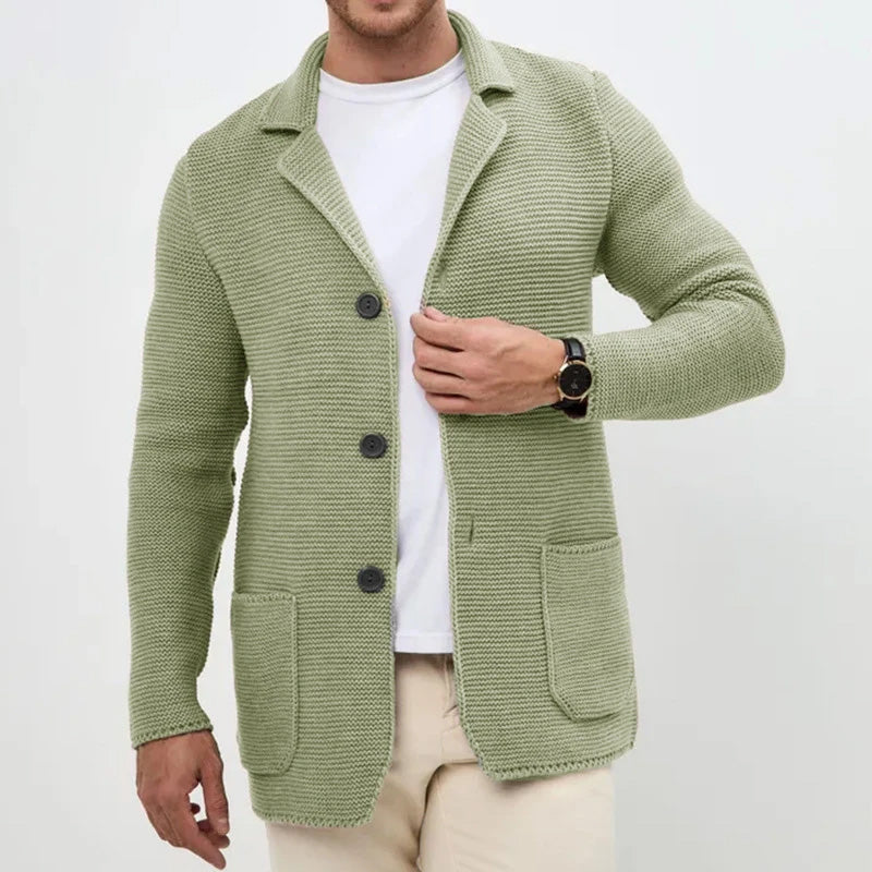 Rejuvenating Tailored Button Front Knit Cardigan For Men | Matteo