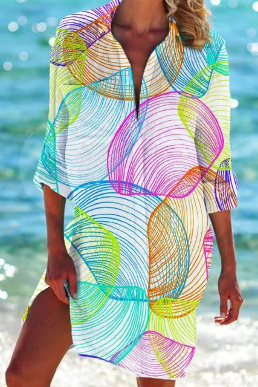 Swift Lightweight beach blouse with button-front design for women | Johanna