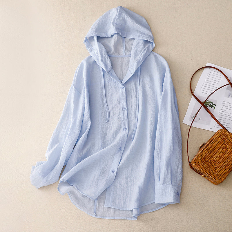 Sincere Lightweight Hooded Blouse for Women | Elara