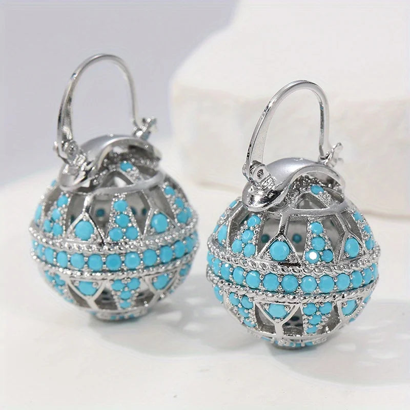 Conscious Globe drop earrings with filigree-inspired detail for women | Elowyn