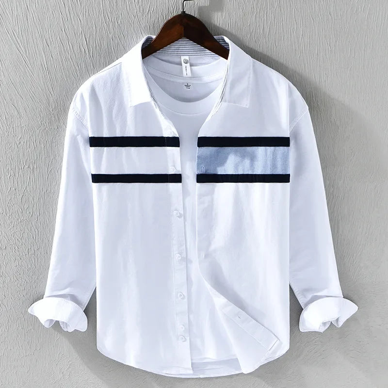 Dawn Contrast Panel Stripe Shirt For Men | Nathan