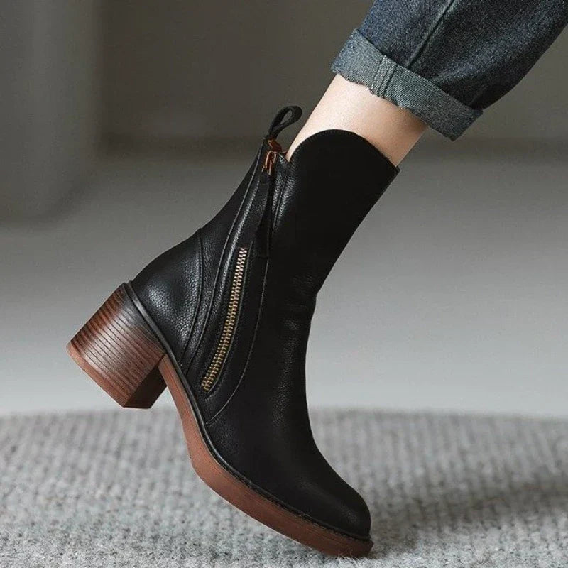 Herringbone Block Heel Ankle Boots for Women | Mirella