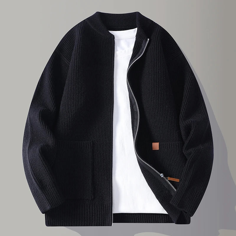 Inviting Textured Zip Front Jacket For Men | Alveron