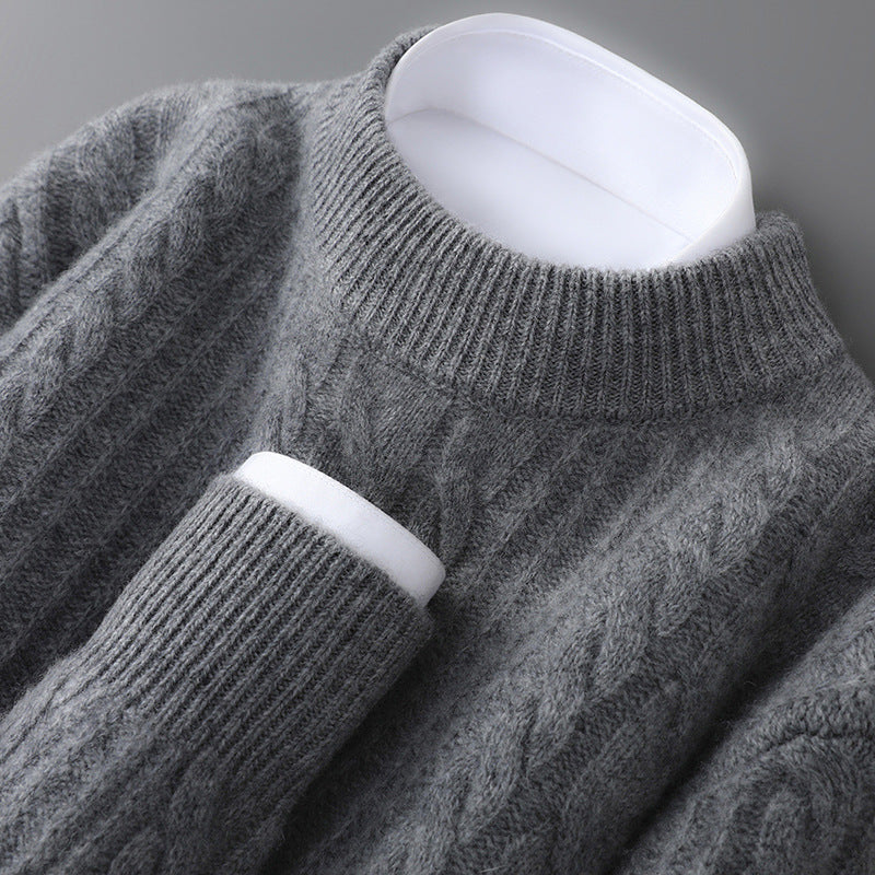 Violet Cable Knit Crew Neck Sweater for Men | Evander