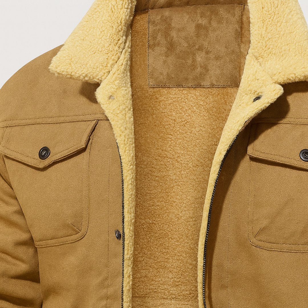 Elegant Sherpa Lined Button Front Jacket For Men | Dennis