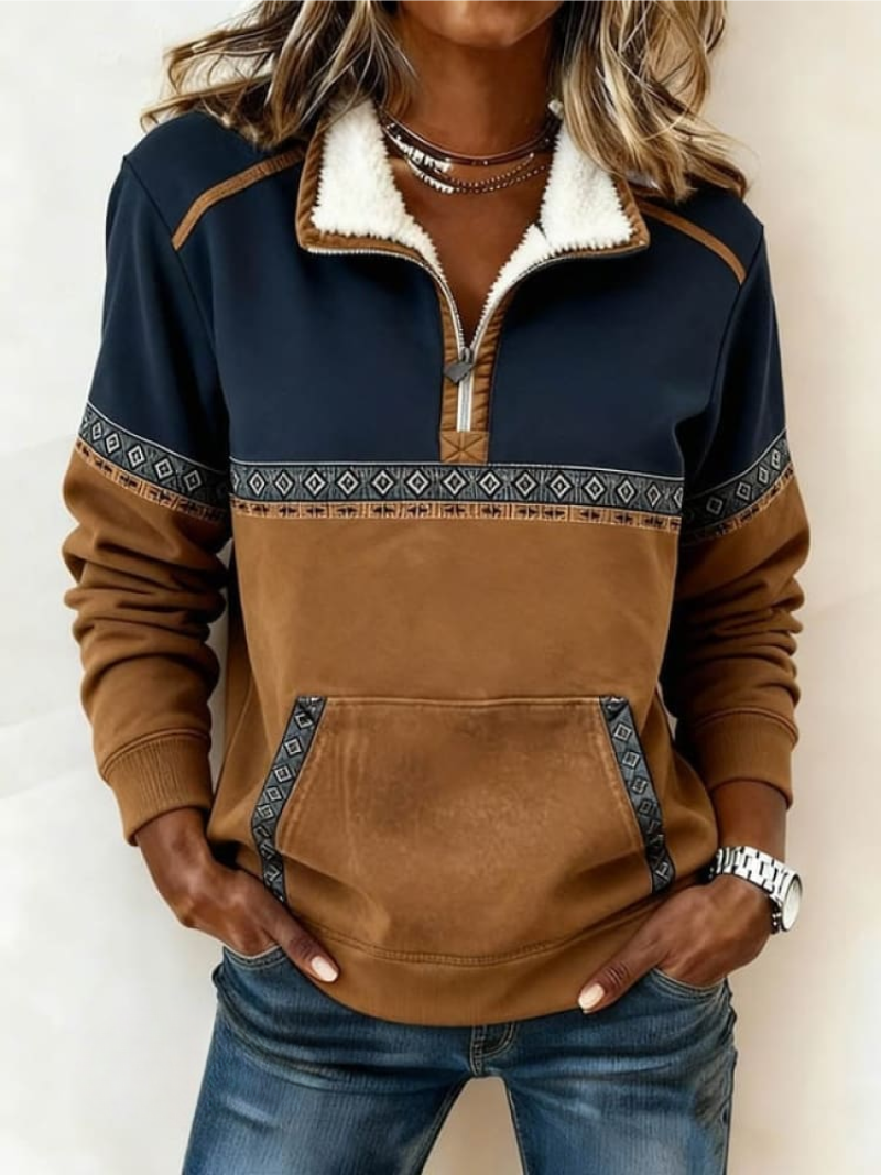 Constant Colour Block Zip Neck Sweater for Women | Marlowe
