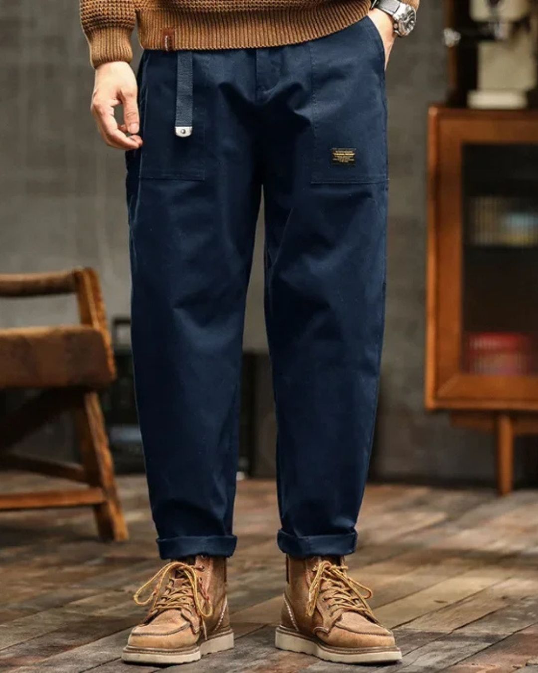 Still Vintage Straight-Leg Cargo Trousers For Men | Harrison
