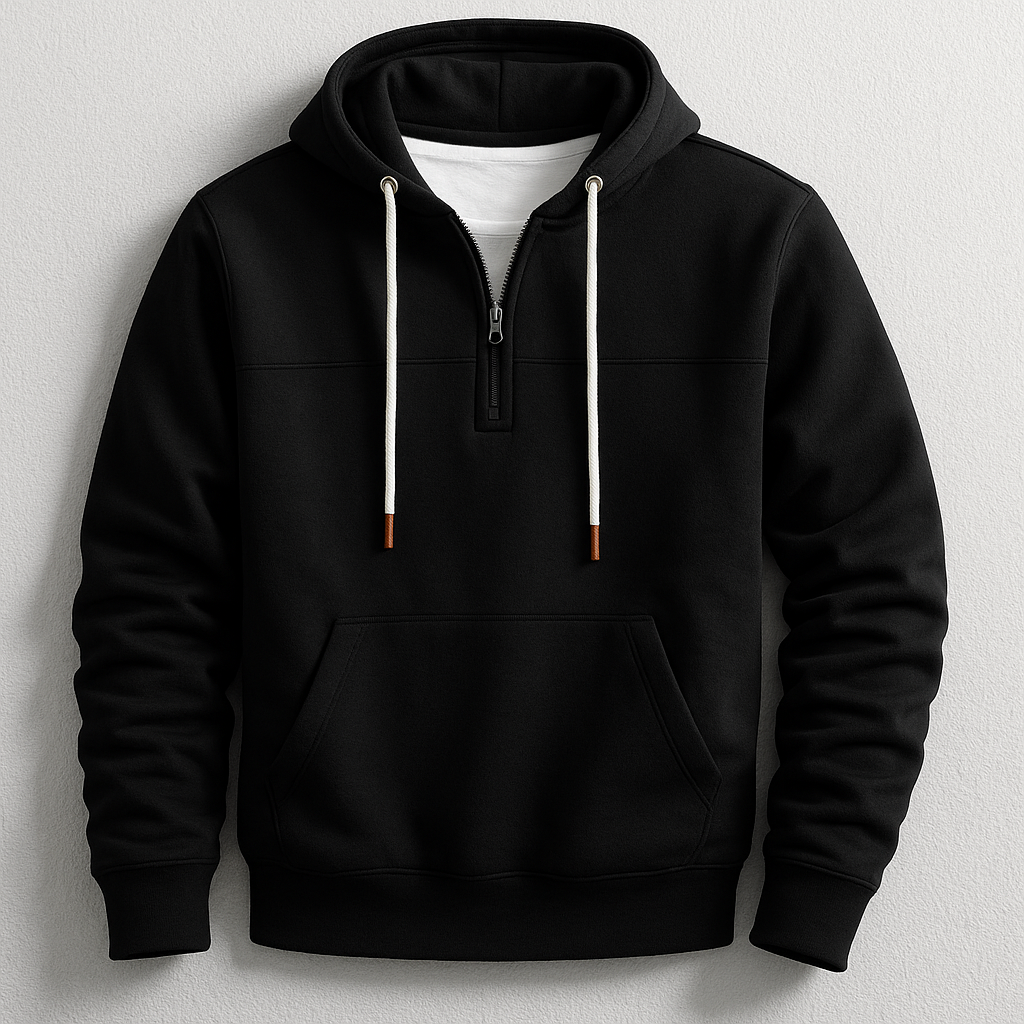 Dependable Quarter Zip Hooded Sweatshirt for Men | Nolan