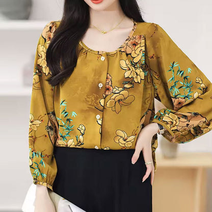 Autumnal Floral long-sleeve blouse for women | Abigail