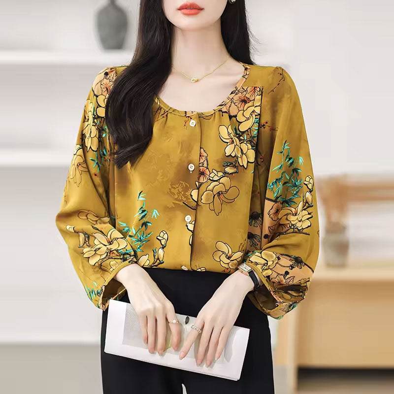 Autumnal Floral long-sleeve blouse for women | Abigail
