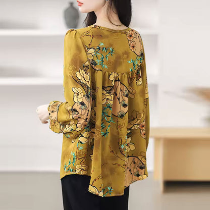 Autumnal Floral long-sleeve blouse for women | Abigail
