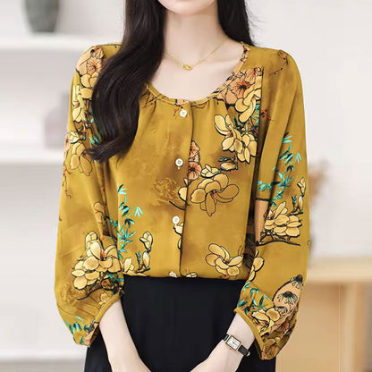 Autumnal Floral long-sleeve blouse for women | Abigail
