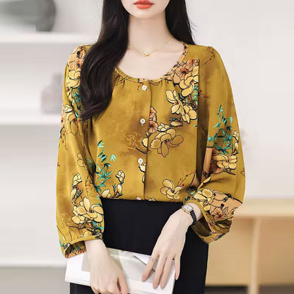 Autumnal Floral long-sleeve blouse for women | Abigail