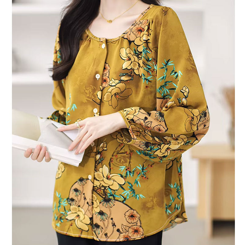 Autumnal Floral long-sleeve blouse for women | Abigail