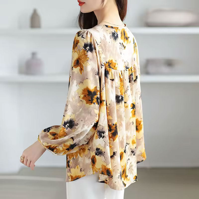 Autumnal Floral long-sleeve blouse for women | Abigail