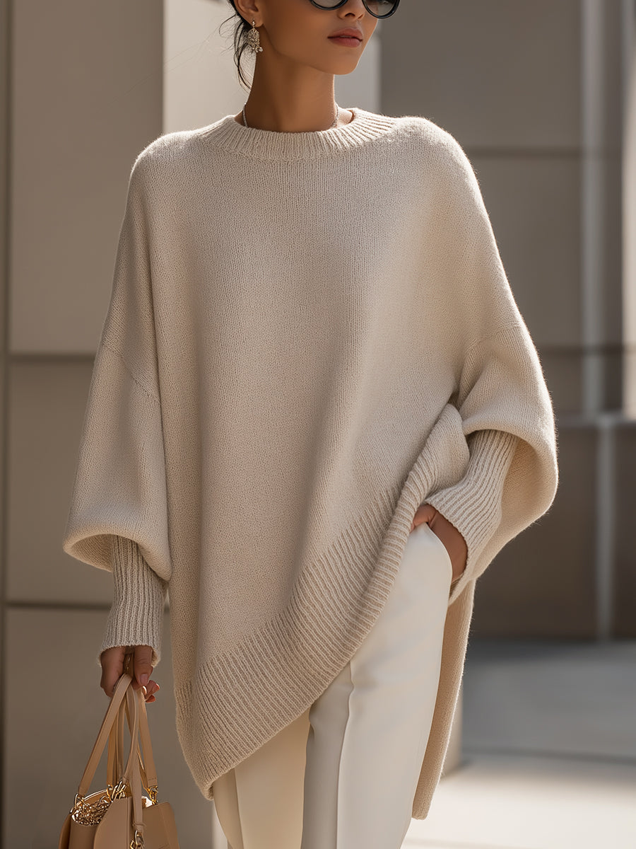 Brushed Asymmetric Hem Knit Top for Women | Evelyne