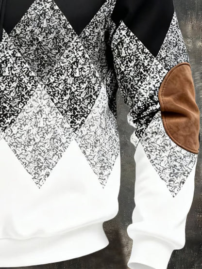 Luxurious Geometric Half Zip Sweater For Men | Renz