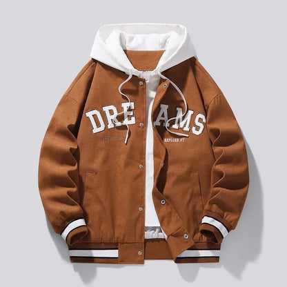 Etched Hooded Varsity Style Jacket for Men | Beckford