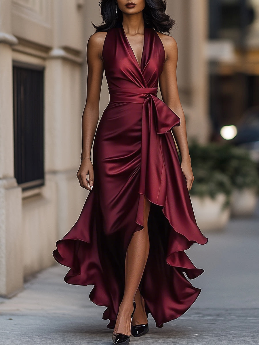 Royal Elegant Halter Neck Long Dress For Women | Sara