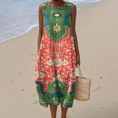 Sincere Artistic sleeveless dress with flowing silhouette for women | Leilani