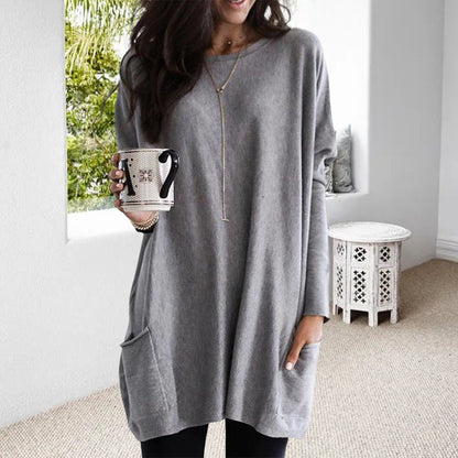 Snug Relaxed Long Sleeve Pocket Tunic For Women | Mirelith
