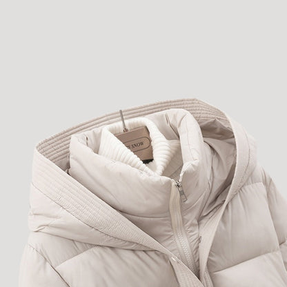 Valley Belted hooded puffer jacket for women | Elara