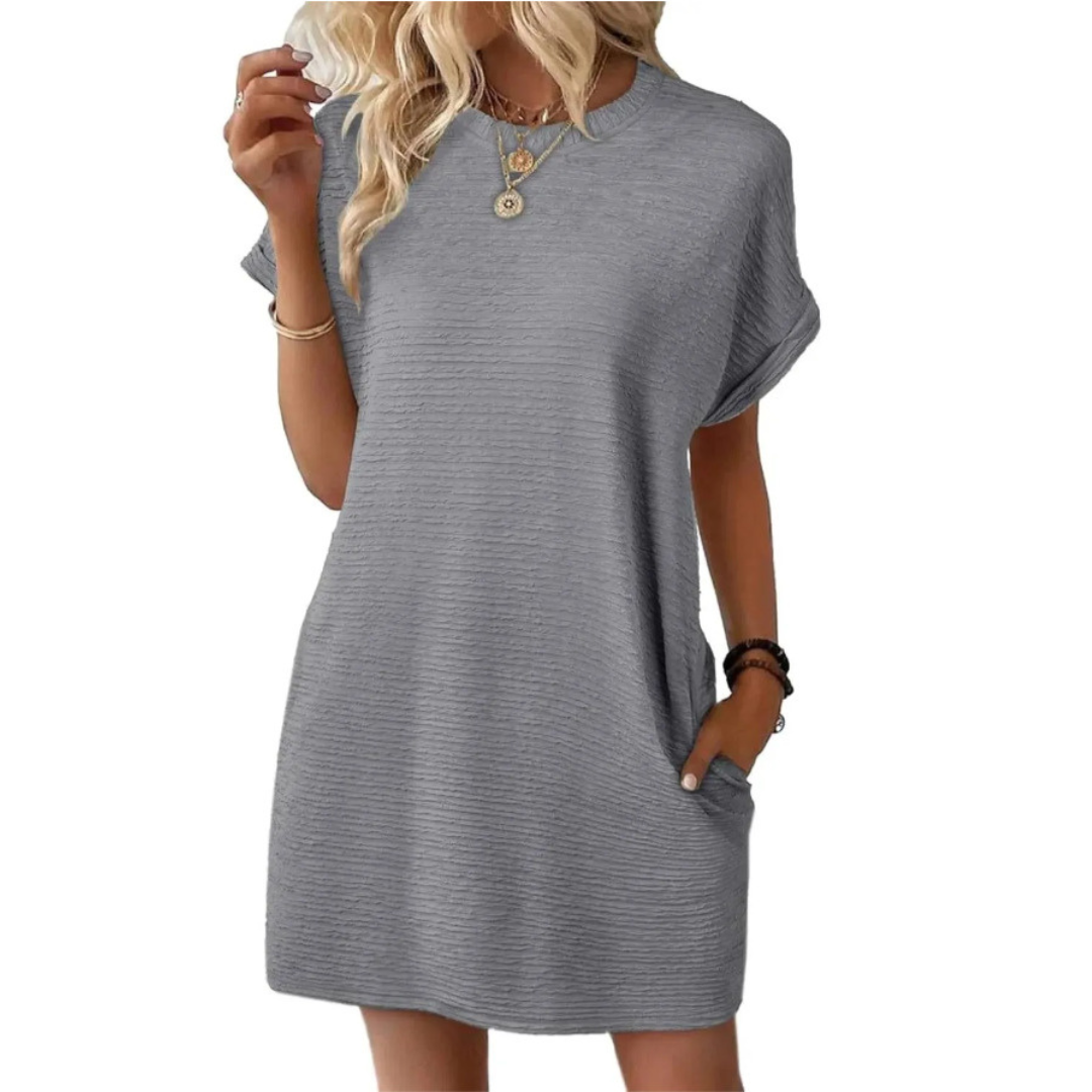 Fitted Casual Minimalist Round Neck Dress For Women | Lurelle