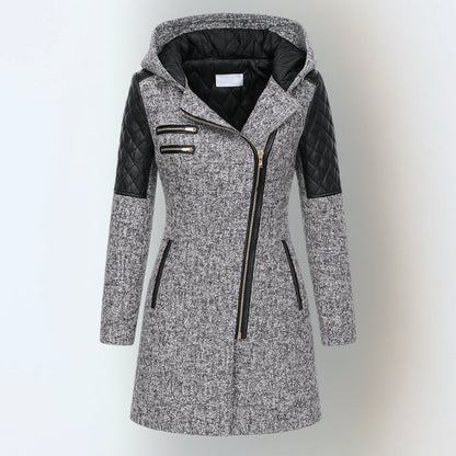 Smart Long Hooded Zip Jacket For Women | Maristella