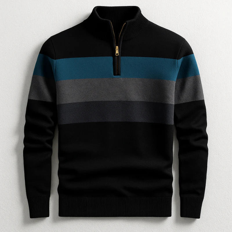 Wise Stripe Quarter-Zip Sweater For Men | Ronan