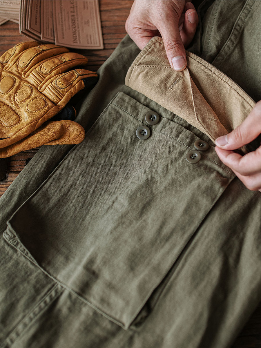 Glittering Heritage Utility Trousers with Reinforced Details for Men | Owen