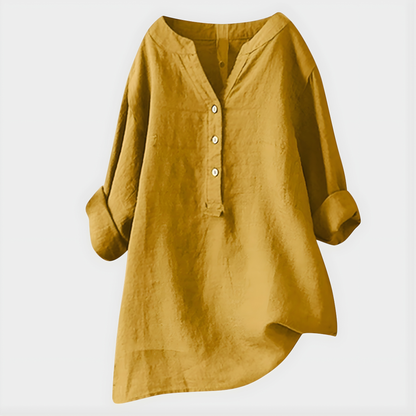 Silent Elegant V-neck blouse with relaxed silhouette for women | Veronique