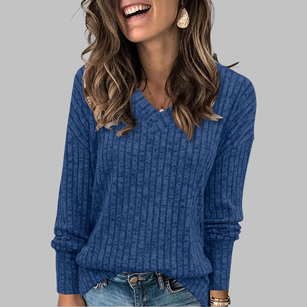 Orchard Comfy V Neck Long Sleeve Top For Women | Alina