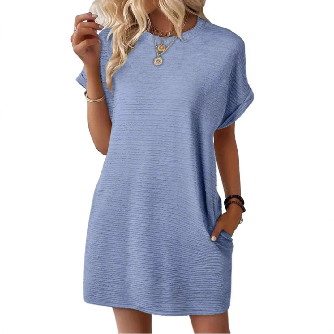 Fitted Casual Minimalist Round Neck Dress For Women | Lurelle