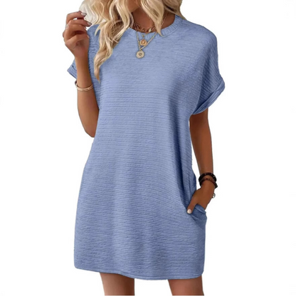 Fitted Casual Minimalist Round Neck Dress For Women | Lurelle